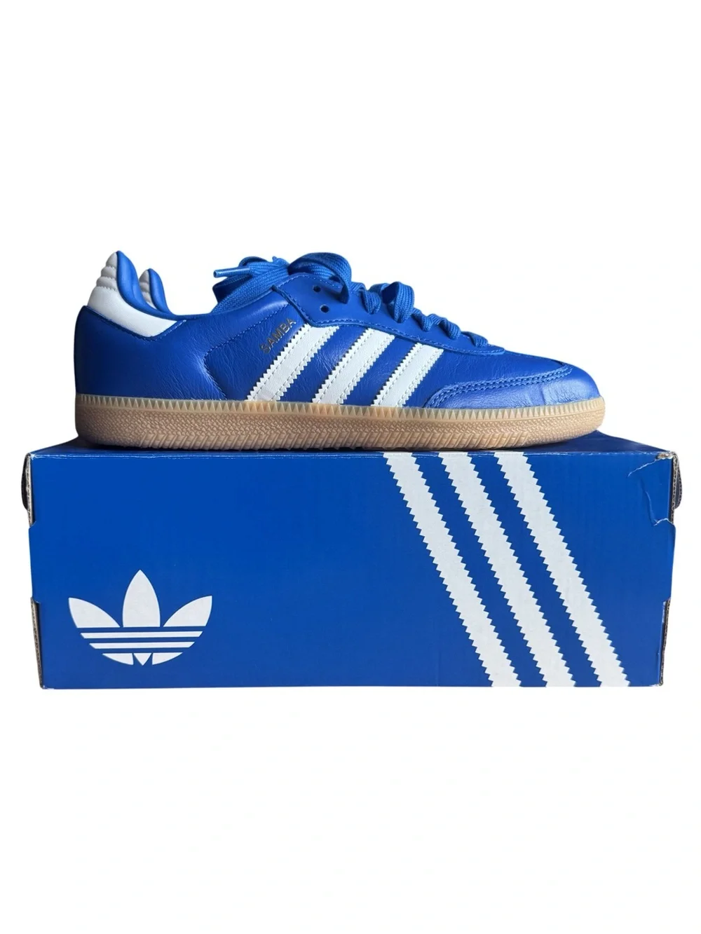 adidas Samba OG Blue White Gum Sneakers Womens 7 / Mens 6 NWT JR0882 w/ Box